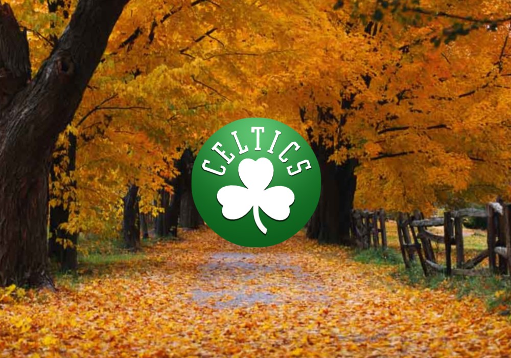 Boston Celtics Logo Wallpaper Autumn Trees Background
