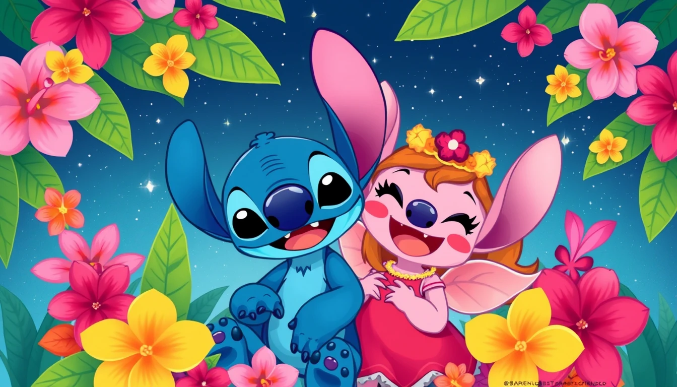 Stitch And Angel Couple Wallpaper