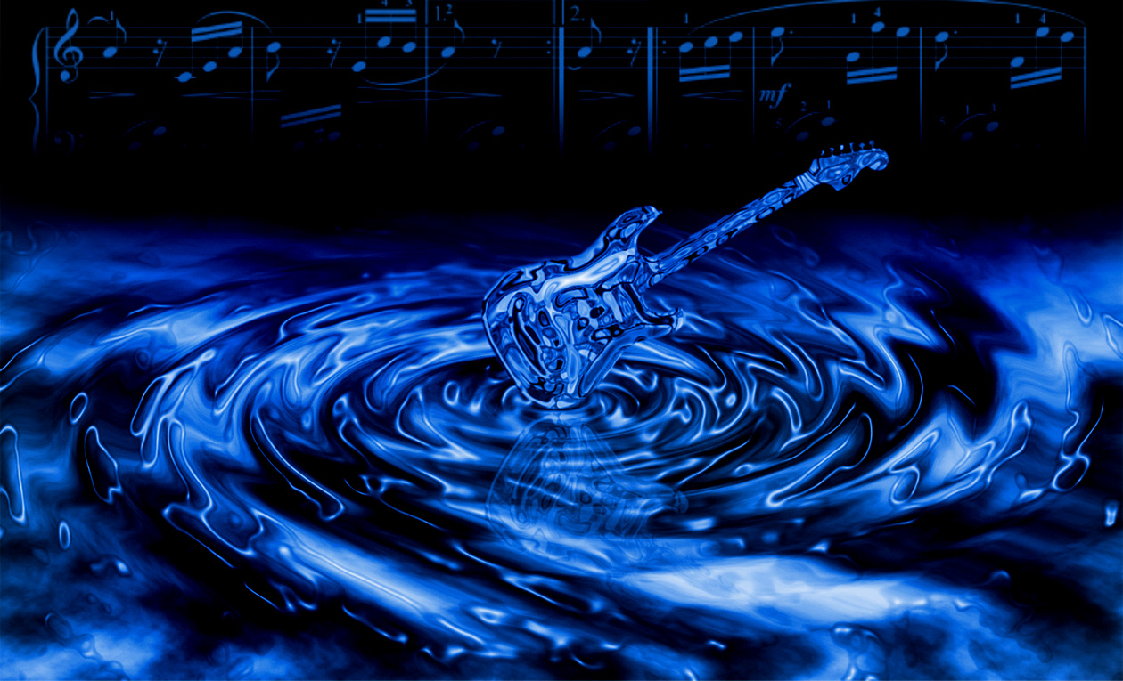Guitar Wallpaper Blue Water Effect Electric