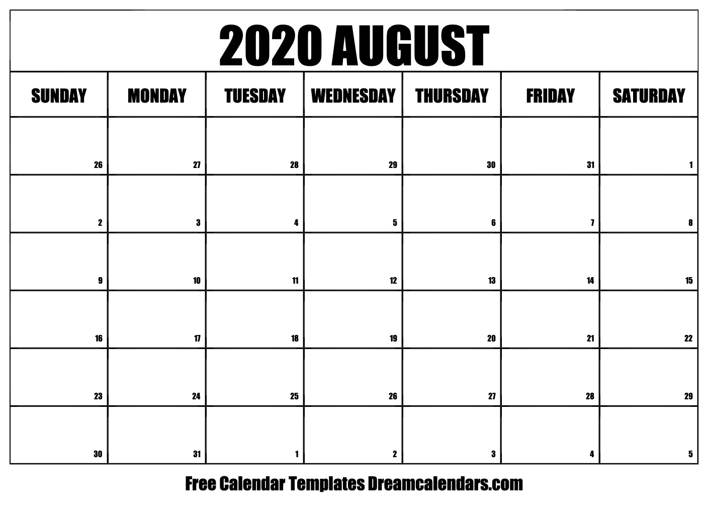 August Printable Calendar Dream Calendars