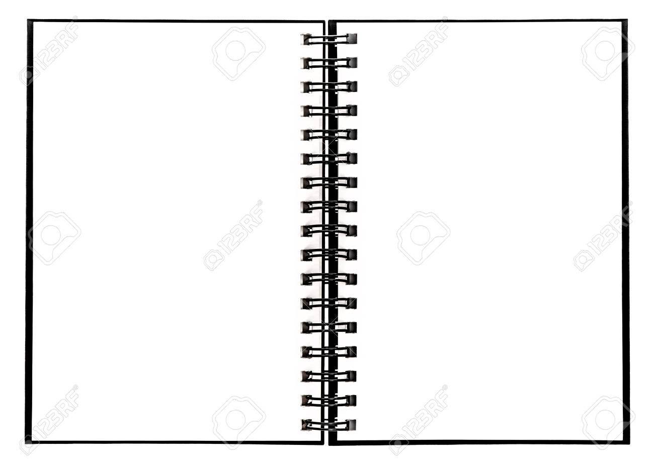 Notebook With Spiral Binder Open Book On White Background Stock