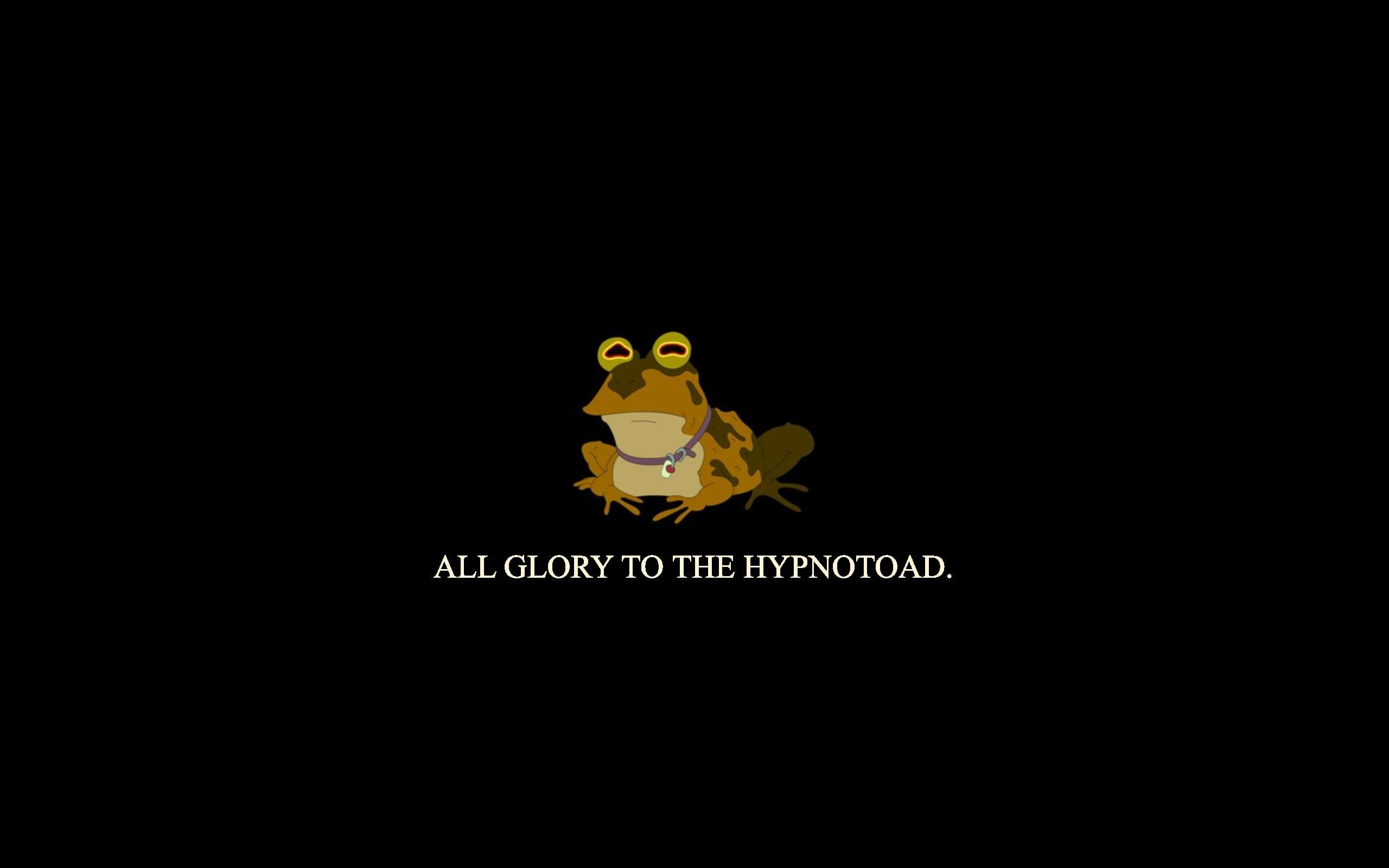 brown frog with text overlay Futurama Hypnotoad typography 2K