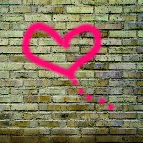 Brick Wall Doll Photo Backdrop With Pink Graffiti Heart