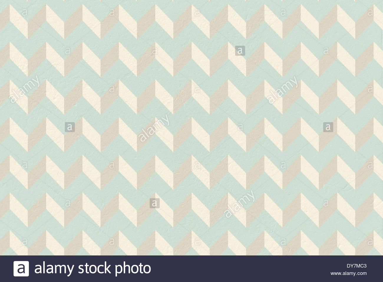 Blue And Cream Patterned Wallpaper Stock Photo