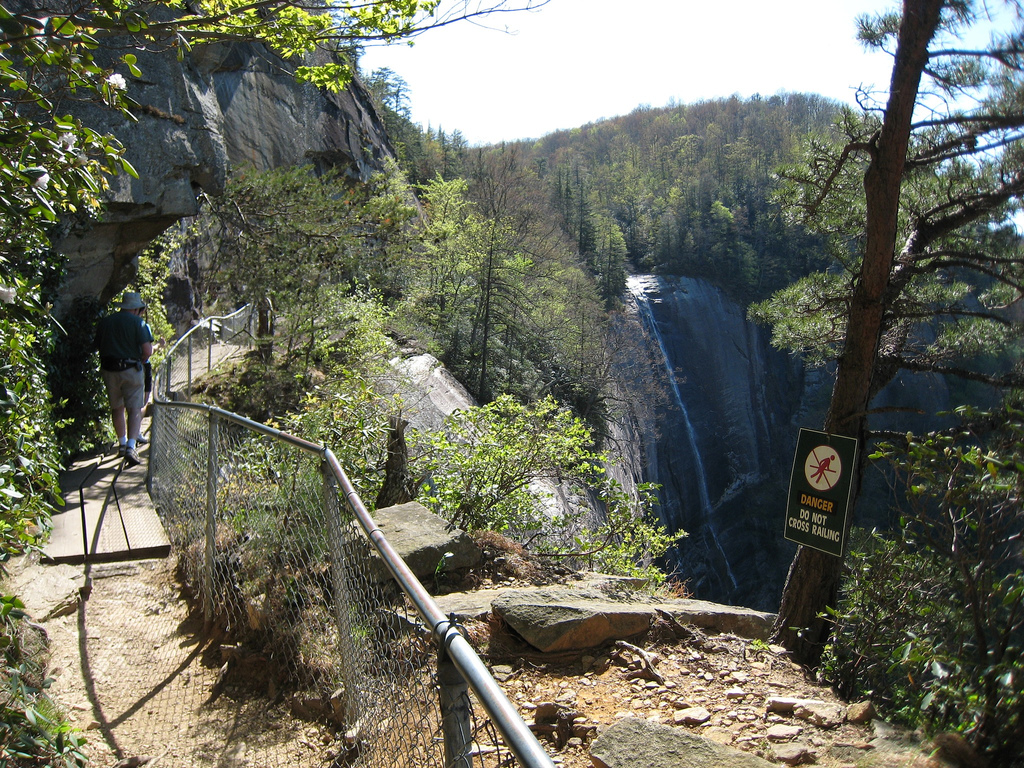 Cliff Trail Hickory Nut Falls In The Background Chimney R