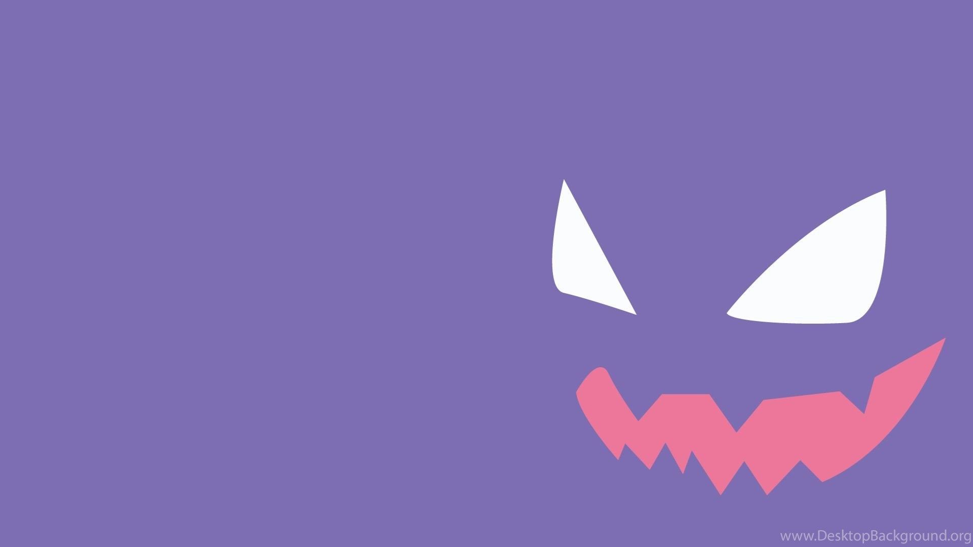 Minimalist purple background with the iconic Gengar face from Pokemon Black