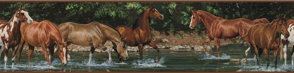New Brown Wild Horses Peel And Stick Wallpaper Border Horse Room Wall