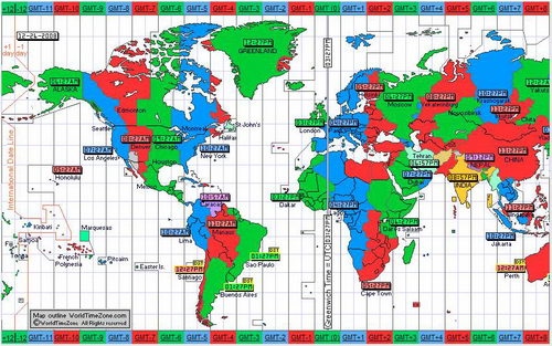 Map Of World Time Zones Clocks 1