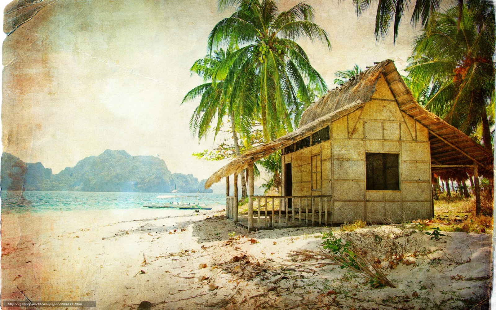 Wallpaper Vintage Hut Beach Sea Desktop
