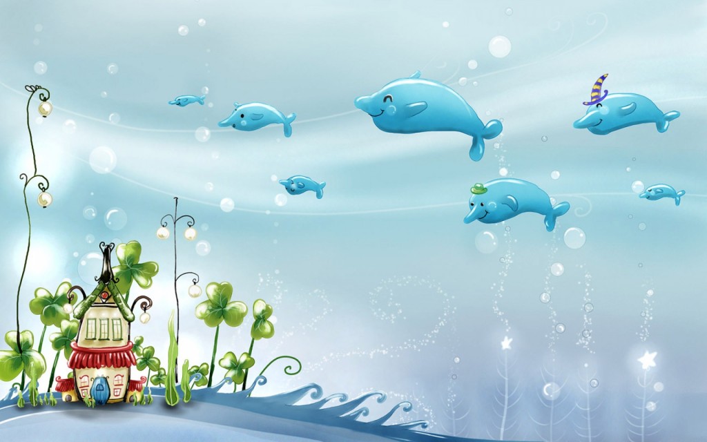 Summer Theme Cartoon Wallpaper Underwater