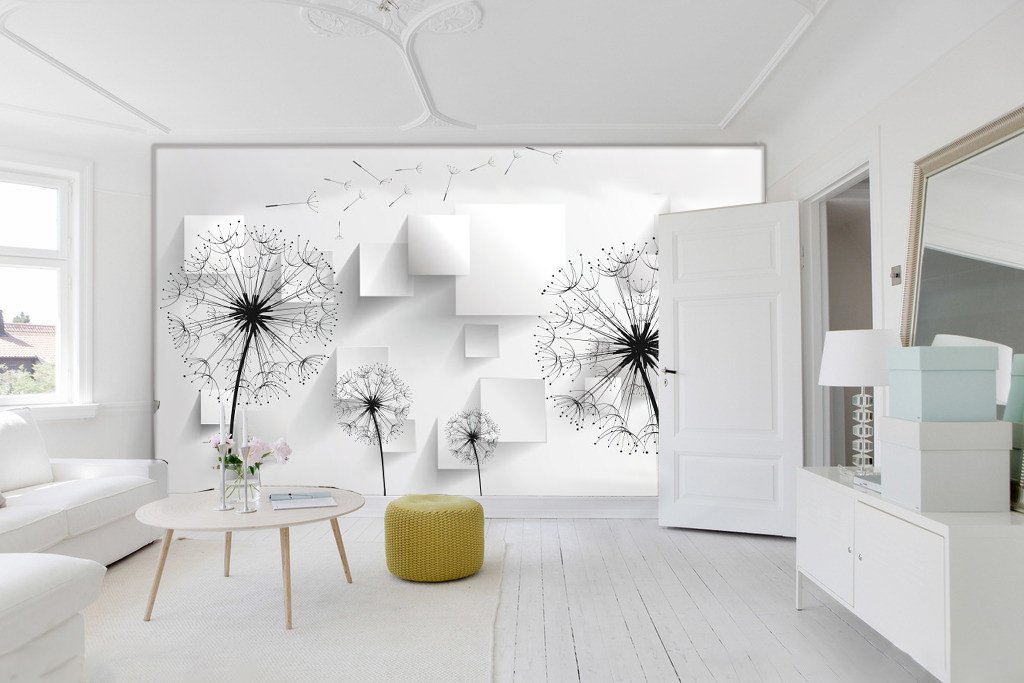 3d Black Dandelion Wall Paper Print Decal Deco Indoor