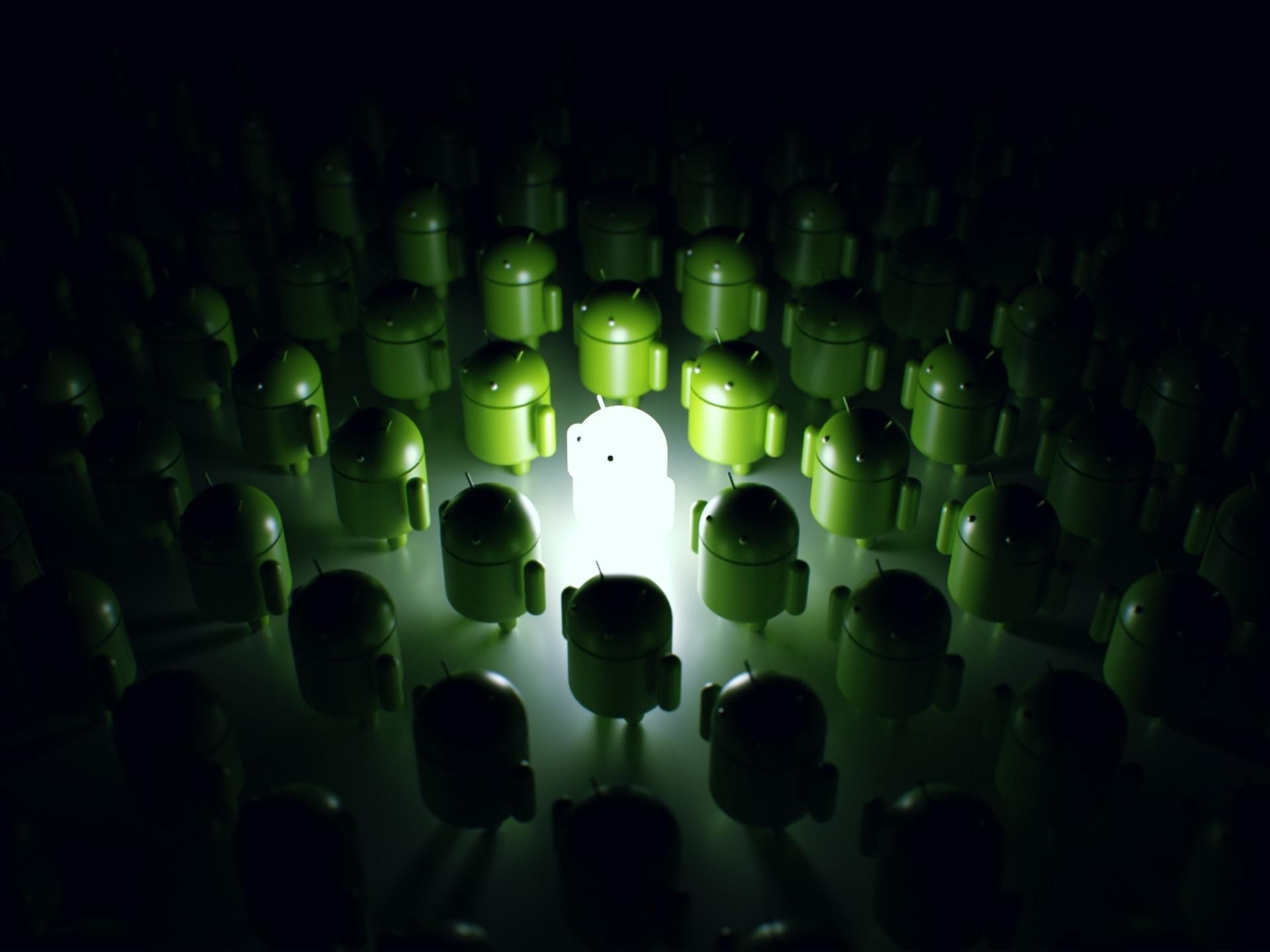 HD Green Dark Army Robots Android Techno Glowing Technologic