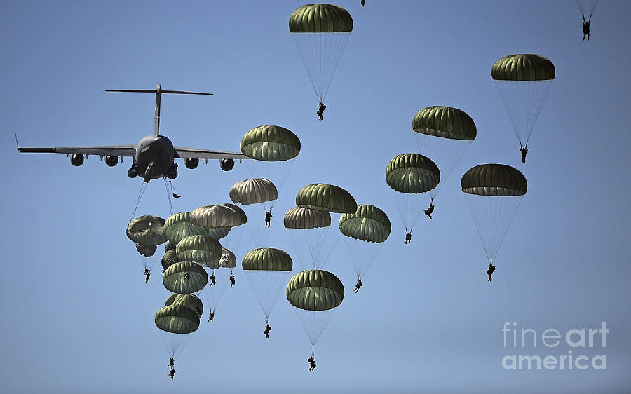 Army Paratroopers Jumping By Stocktrek Image