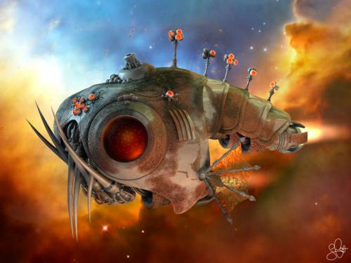 Wallpaper image Sci fi fish Science Fiction 3D Digital Art Cosmos