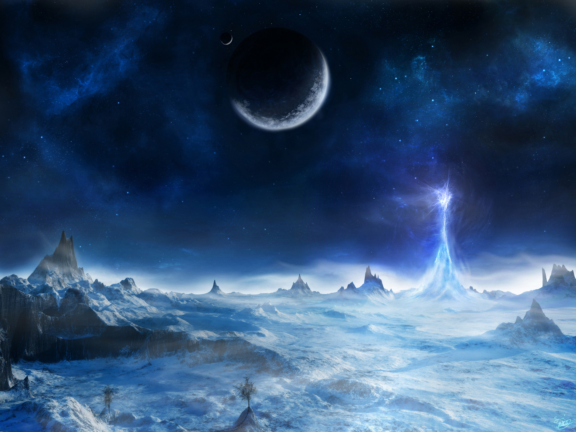 Full HD Wallpaper Space Blue Ice Plas Landscapes By Sami
