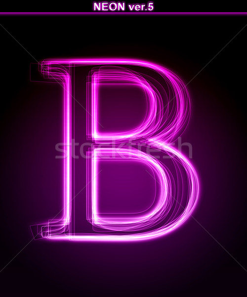  Glowing neon letter with floral decoration on black background 500x600