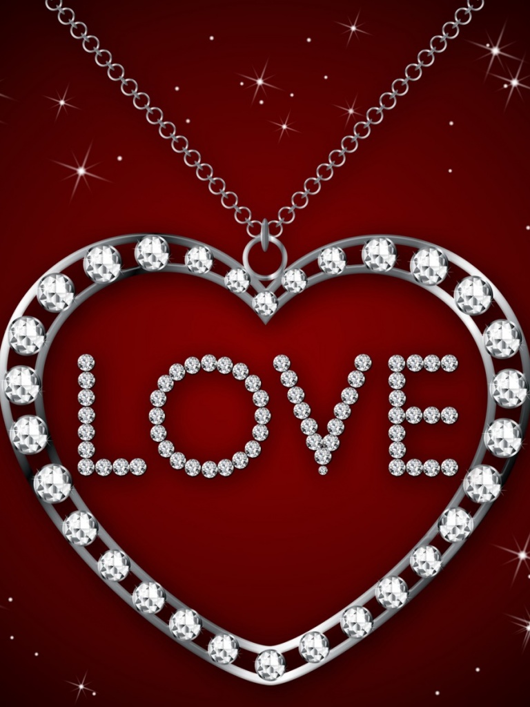 Diamond Heart Necklace iPad Wallpaper