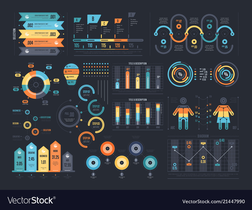Infographic Elements On Dark Background Royalty Vector