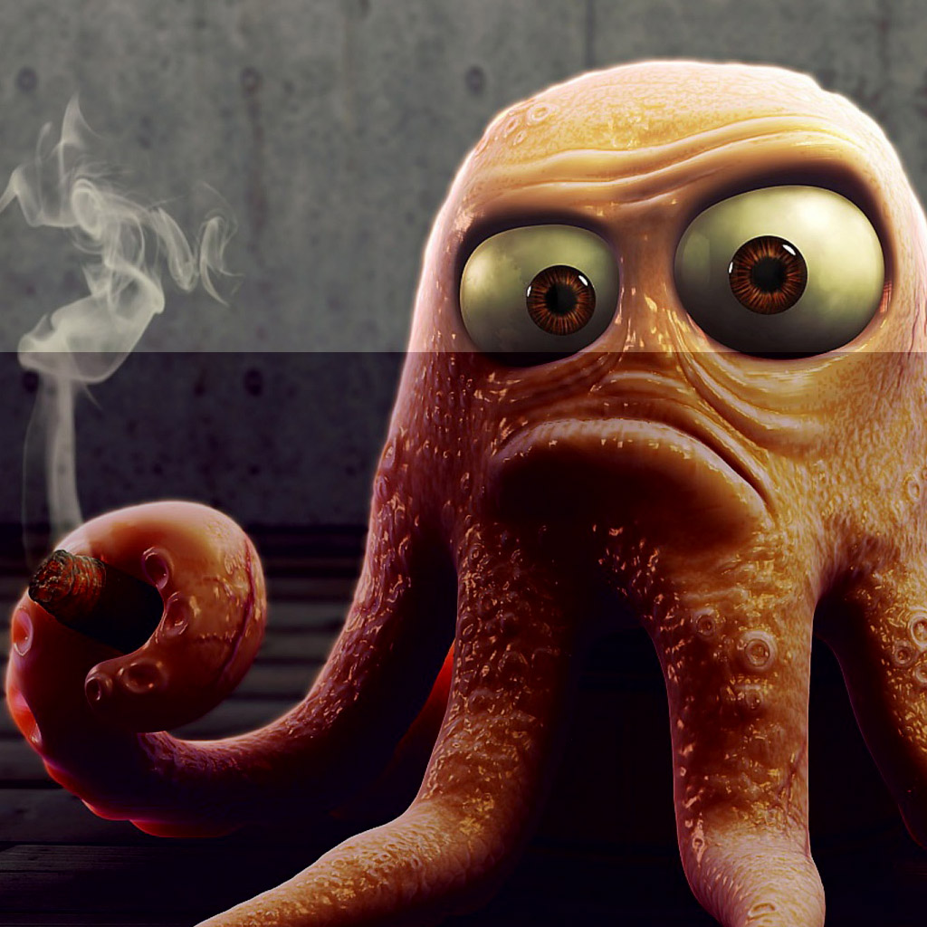 Octopus Smoking iPad Wallpaper Background HD