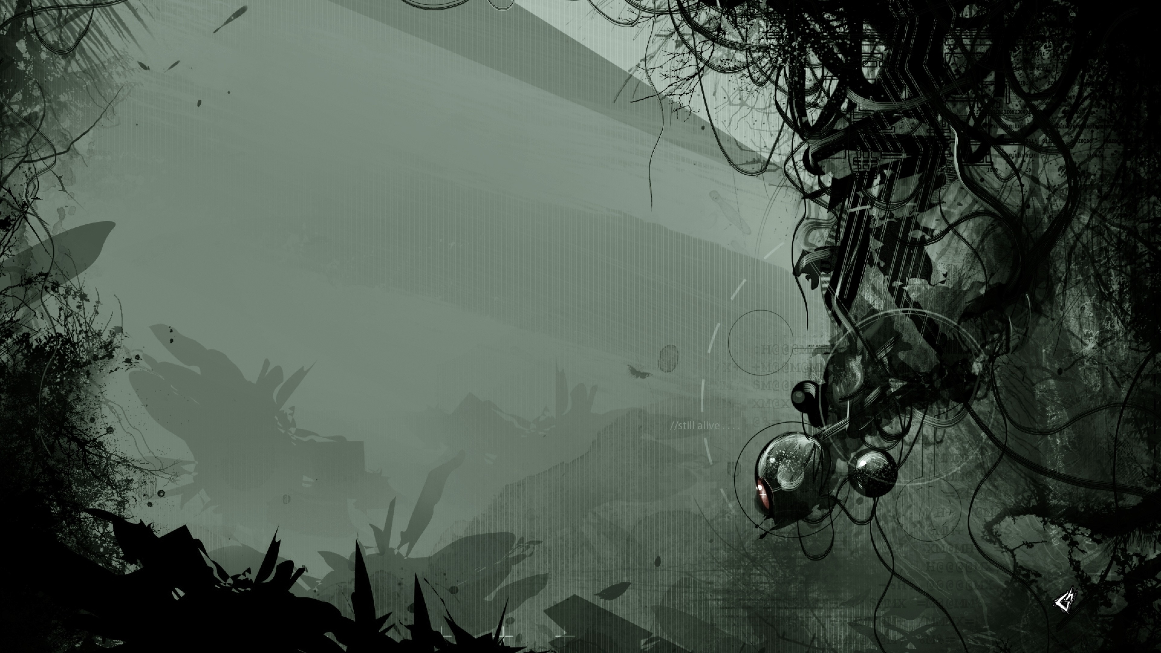 Dark 4K wallpaper featuring a futuristic, dystopian scene with intricate mechanical structures and dark, moody tones