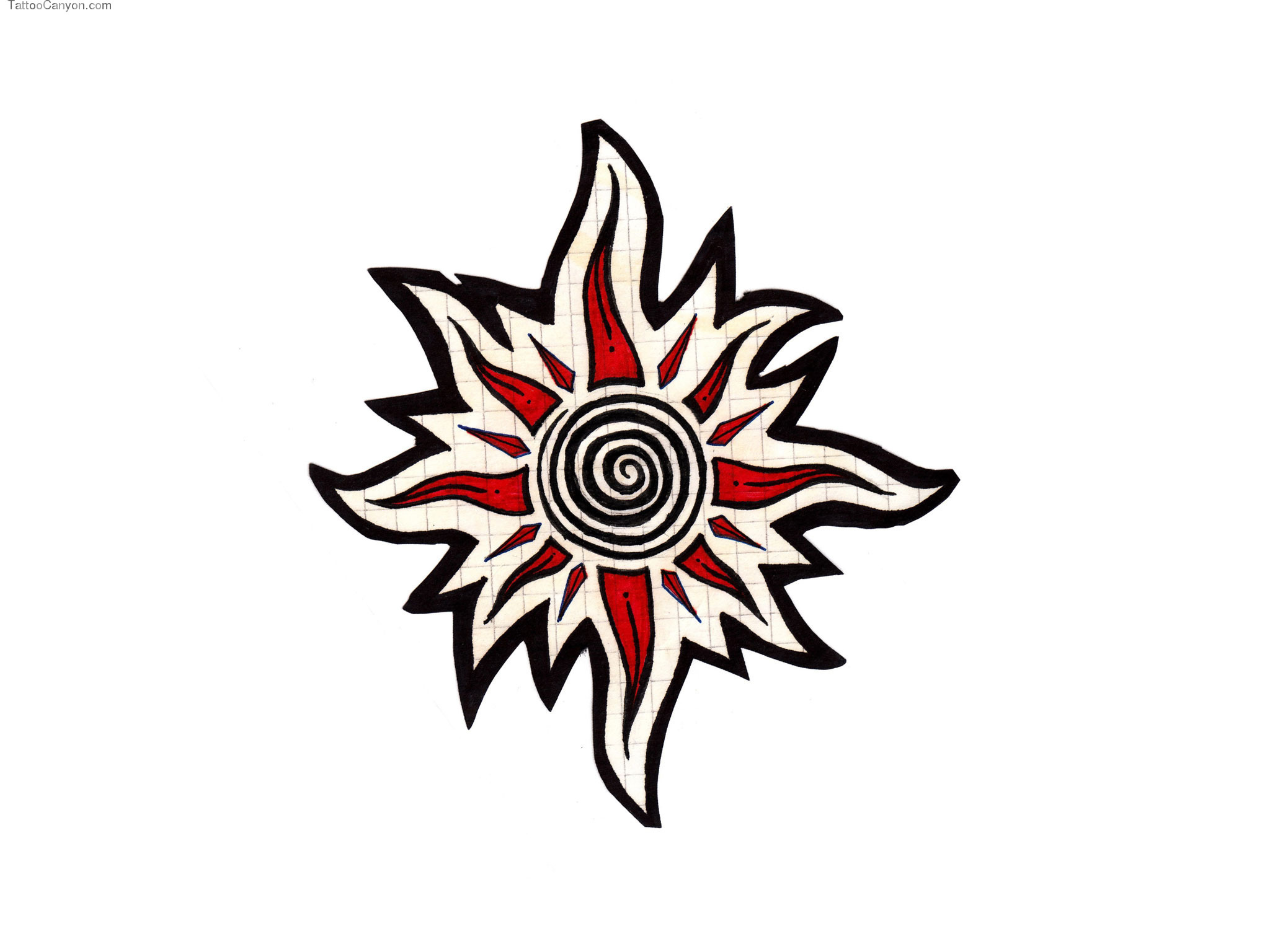 Designs Tribal Sun With Red Tattoo Wallpaper Picture