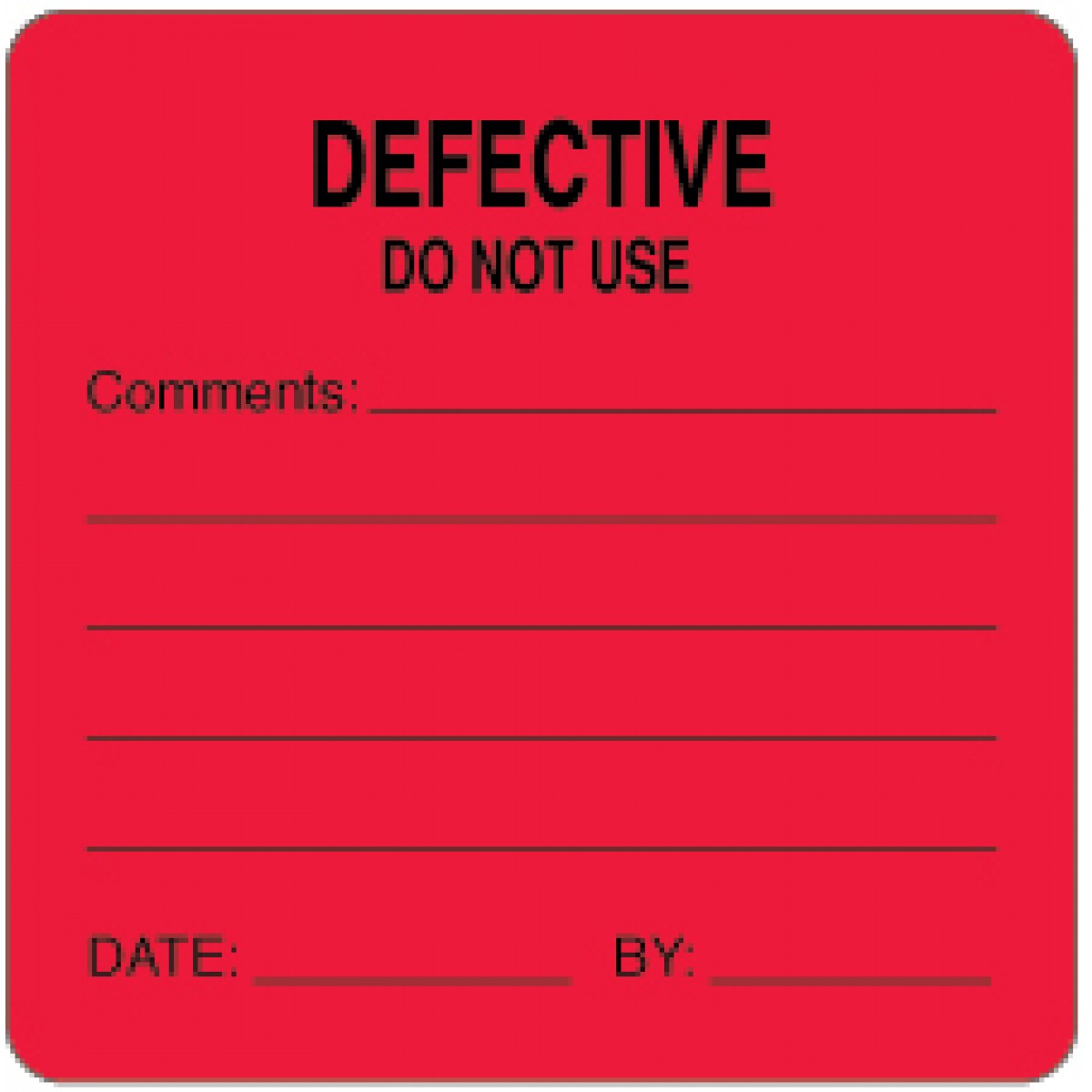 Label Paper Permanent Defective Do Not X Fl Red Per