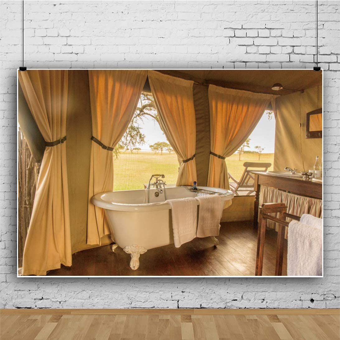 Amazon Dashan Bathroom Backdrop Curtain Drape Bathtub