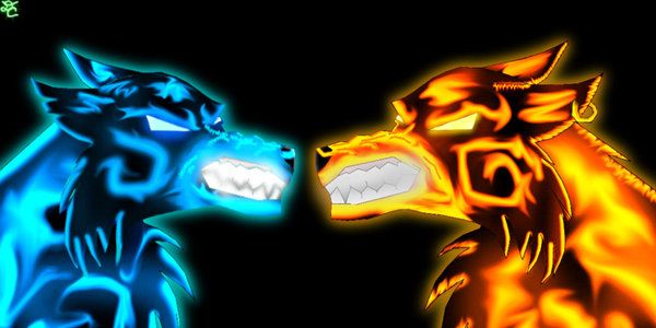 Fire And Ice Wolves Melting Zing Flames