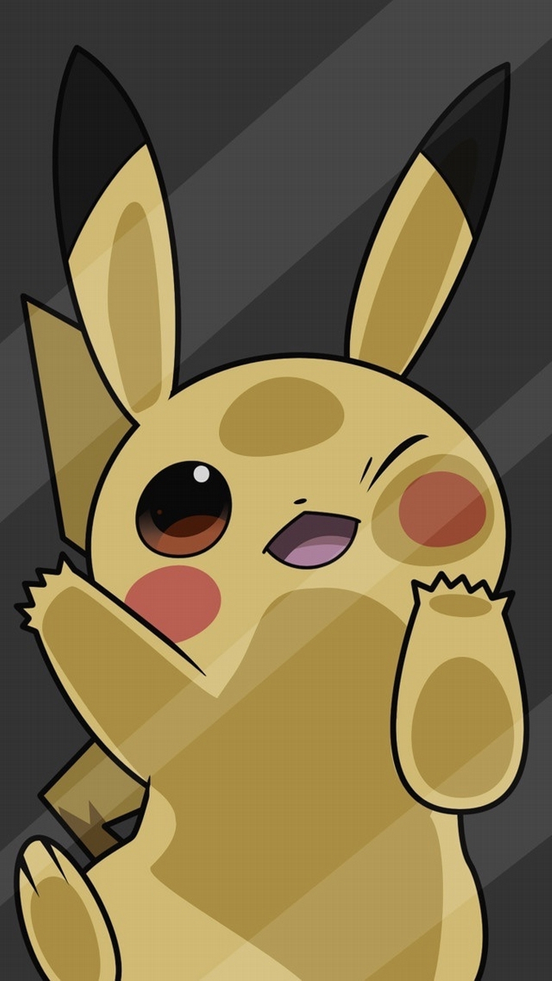Close-up of a cheerful Pikachu pressed against a glass surface, a popular Pokemon character known for its electric abilities and playful nature