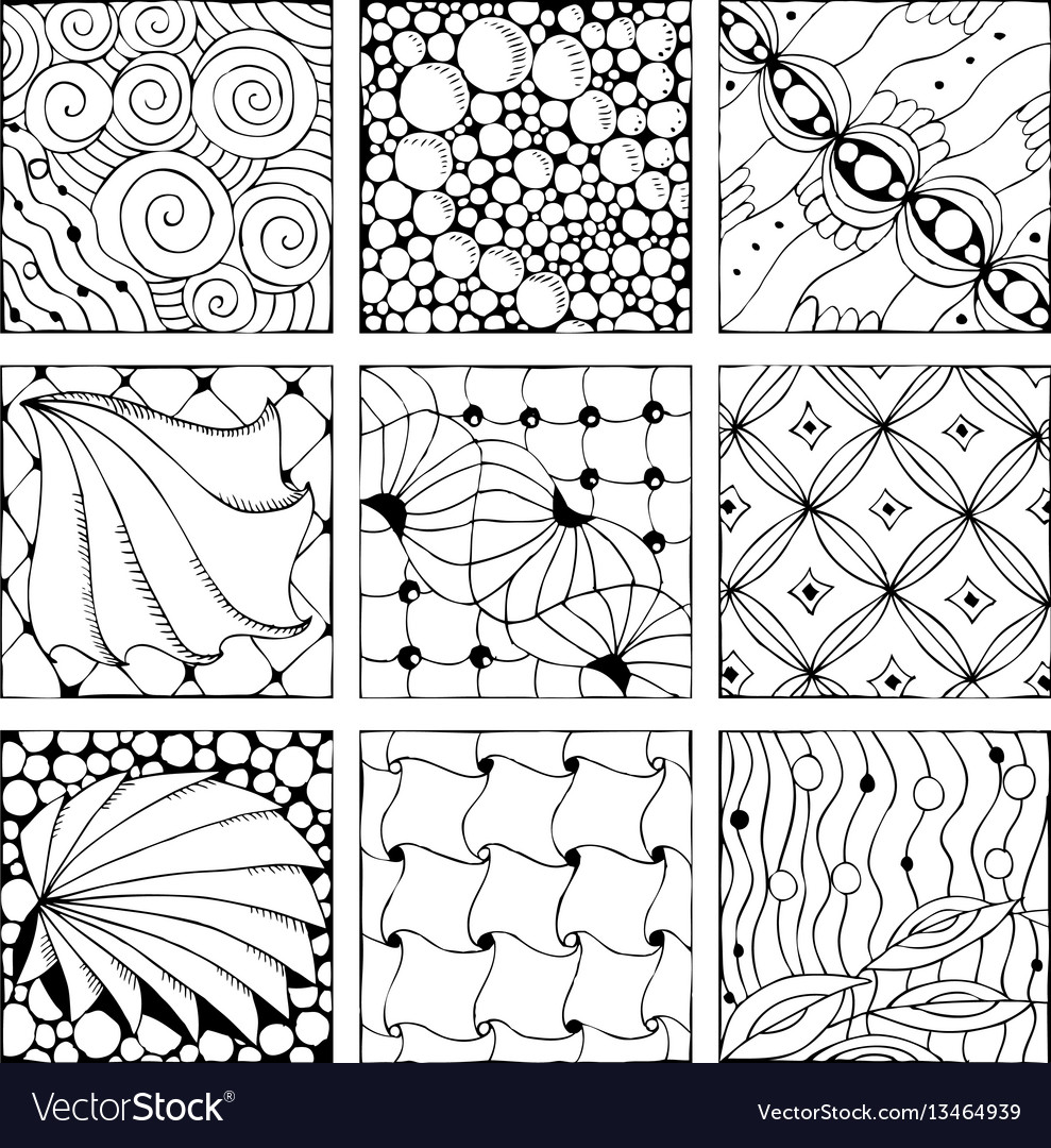Hand Drawn Zentangle Background For Coloring Pag Vector Image