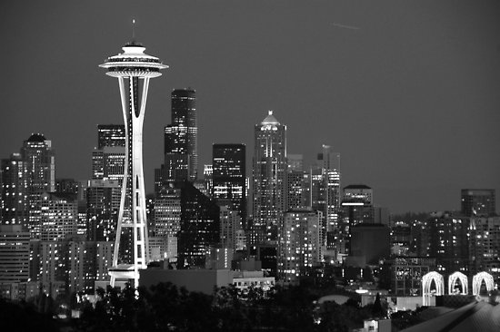 Seattle Skyline Wallpaper Black And White By Bob