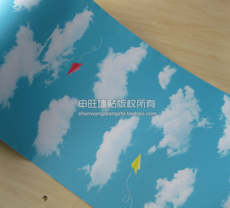 Stereoscopic Wallpaper Kids Roll Contact Paper Cloud Mural