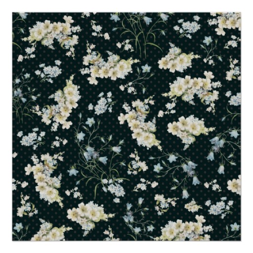 Dark Vintage Flower Wallpaper Pattern Print