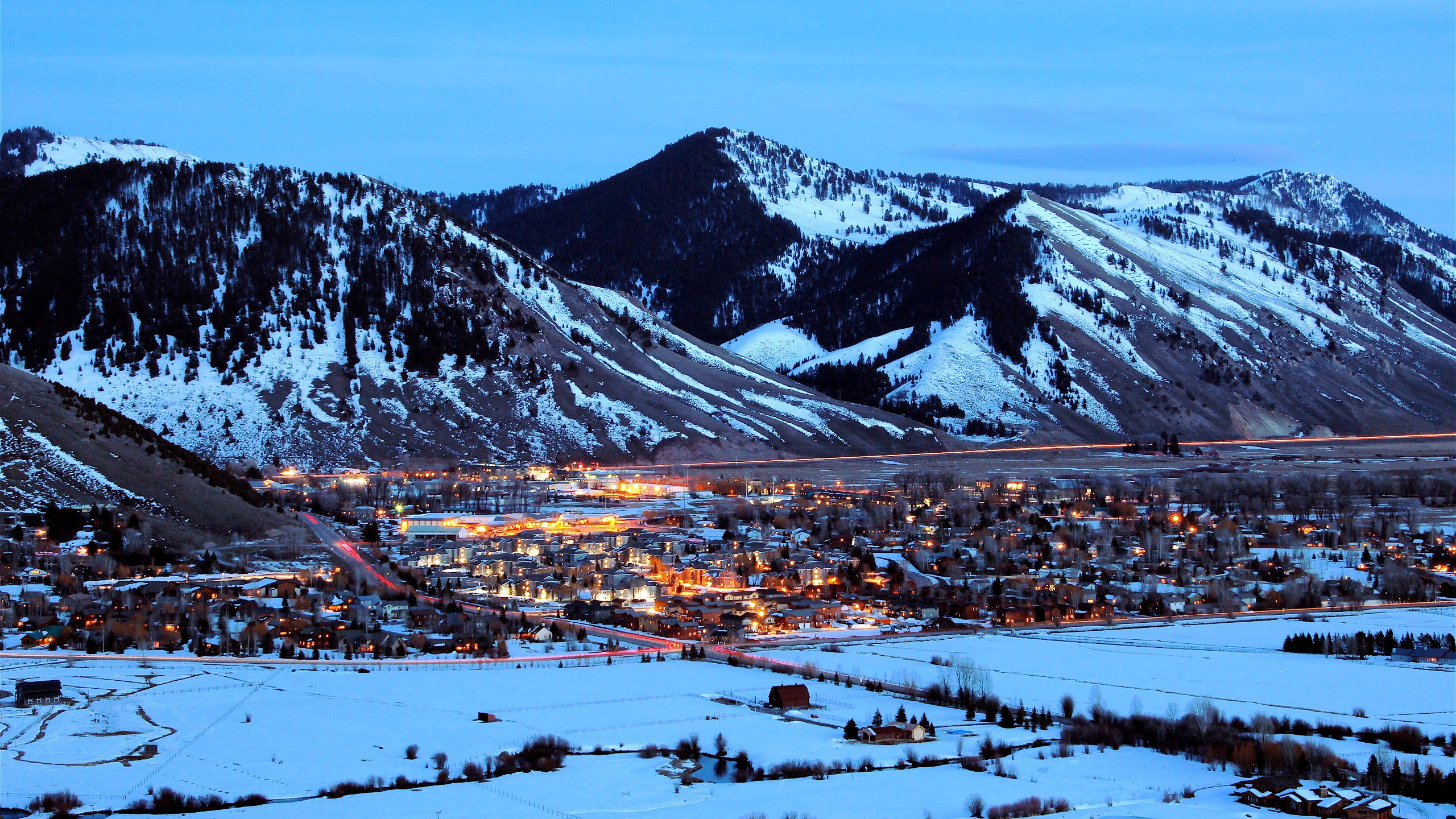 Winter Snow Mountain Town Wyoming Jackson Wallpaper HD