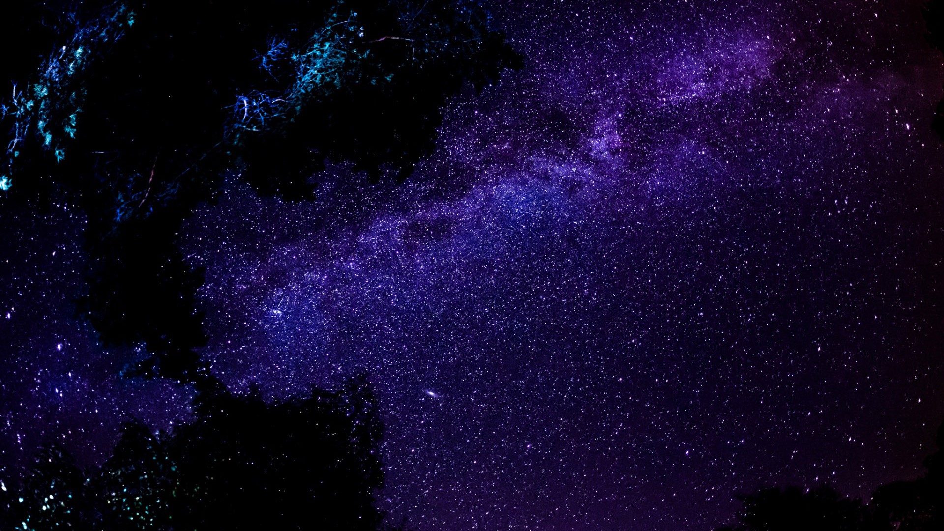 Purple Night Stars Sky Space HD Wallpaper