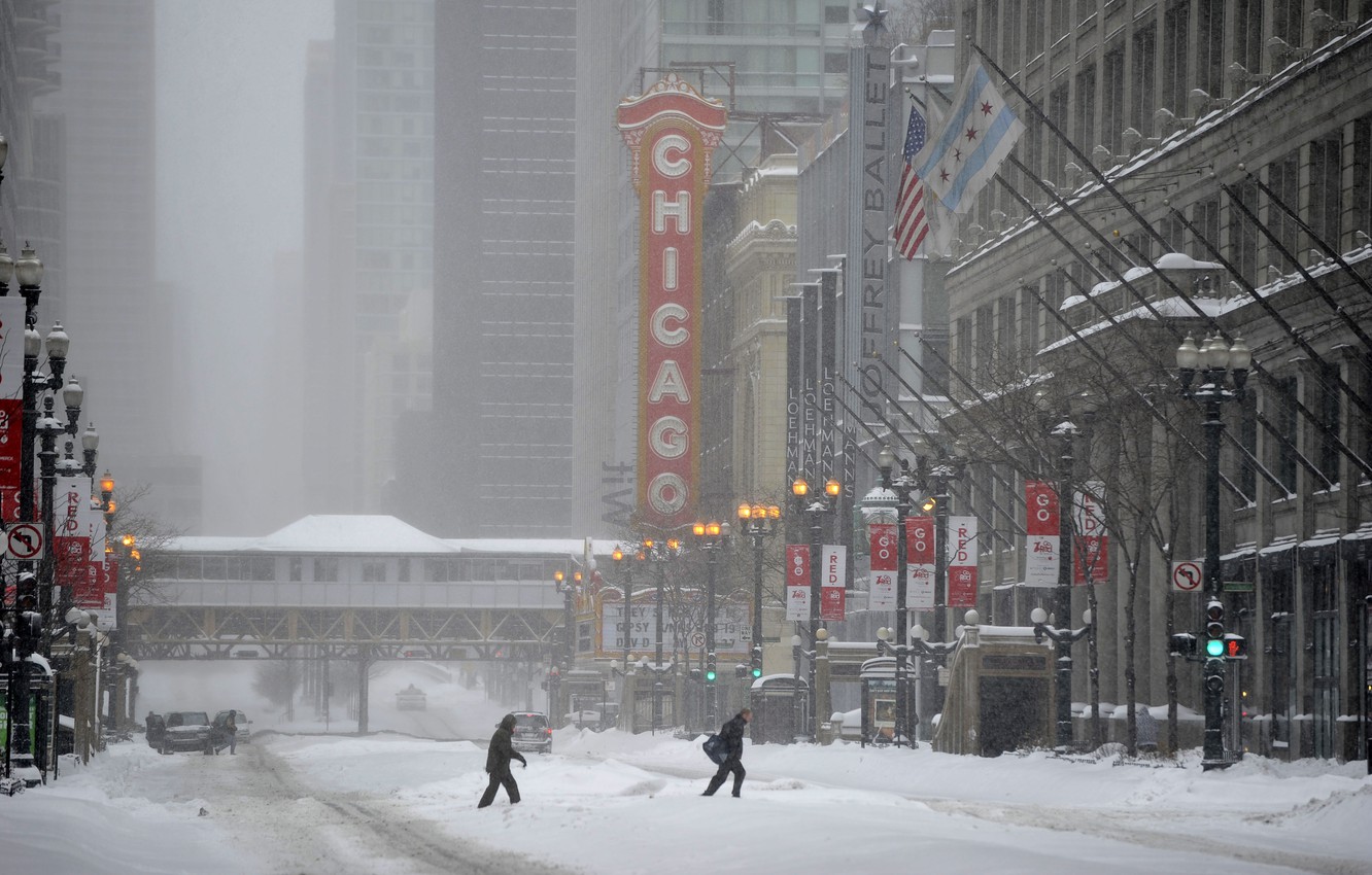 Wallpaper Winter City The Chicago Usa Illinois