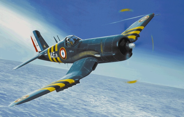 Wallpaper F4u Corsair War Art Painting Aviation Airplane