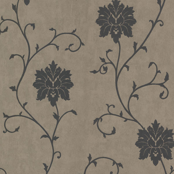 Pewter Floral Trail Wallpaper Swatch   Transitional   Wallpaper