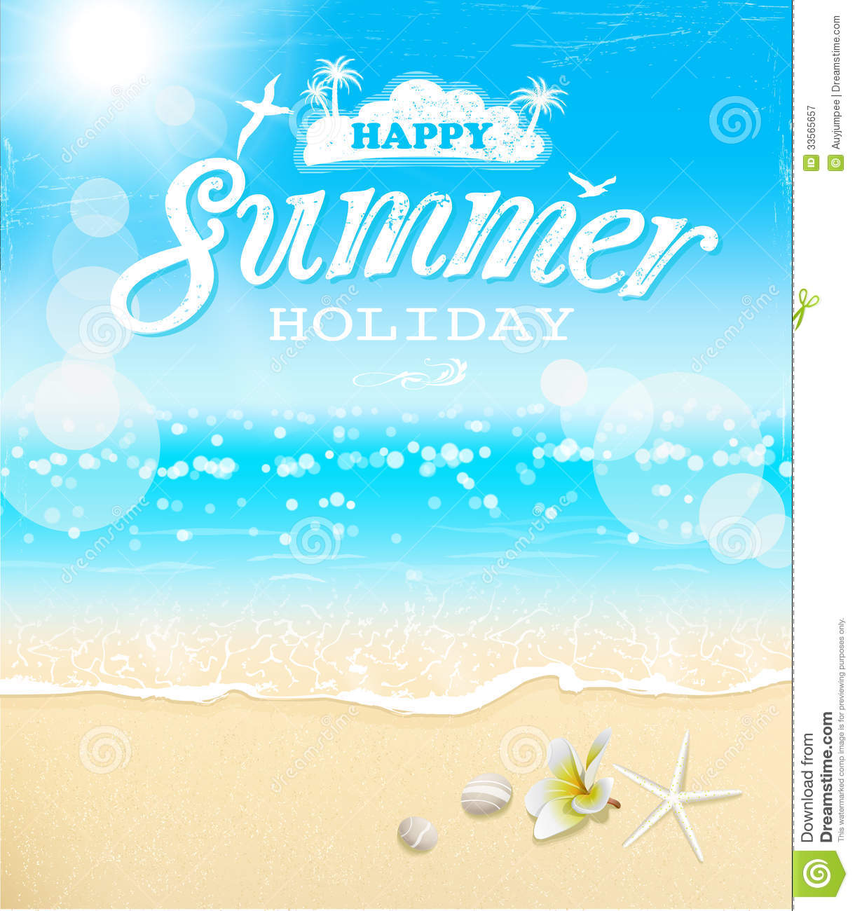 Happy summer background in flat cartoon design  Stock Illustration  96247487  PIXTA