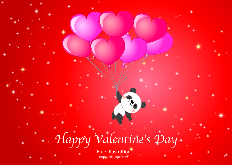 Panda fly with Balloons Valentines Day Free WallpaperILLUSTPIC