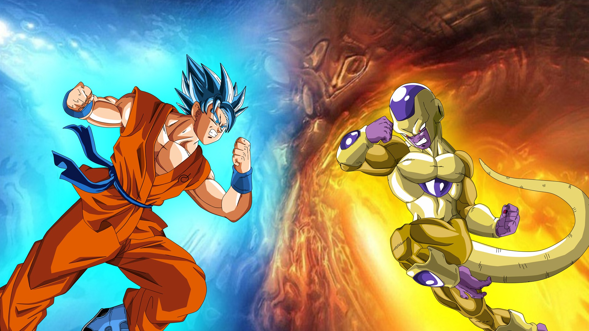 Goku Vs Golden Frieza Full HD Wallpaper And Background