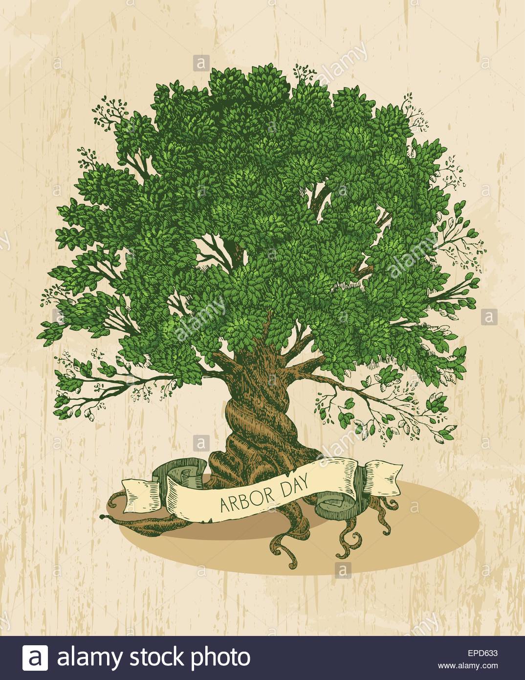 Olive Tree With Roots On Rough Background Arbor Day Poster In