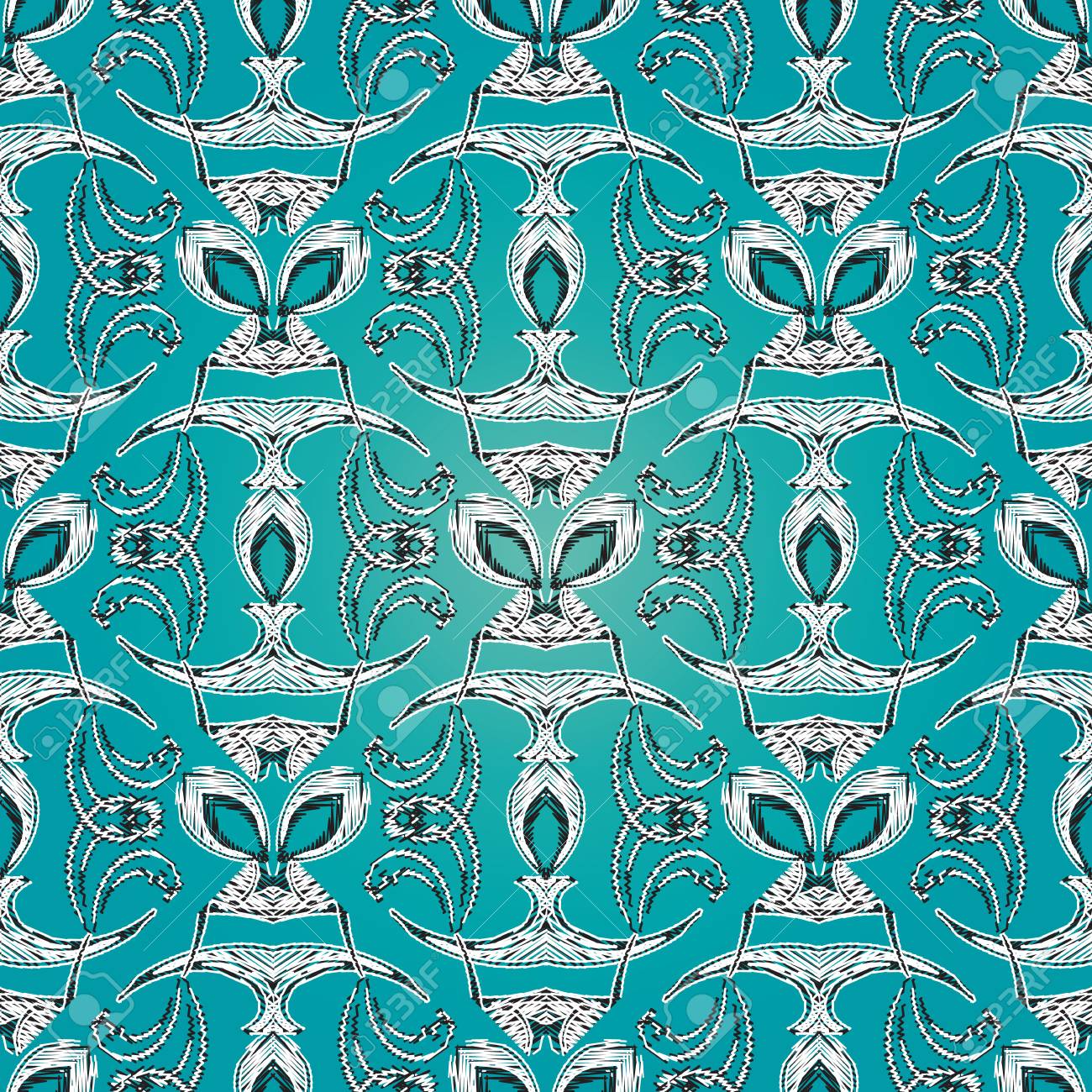 Abstract Embroidery Seamless Pattern Vector Light Blue Patterned