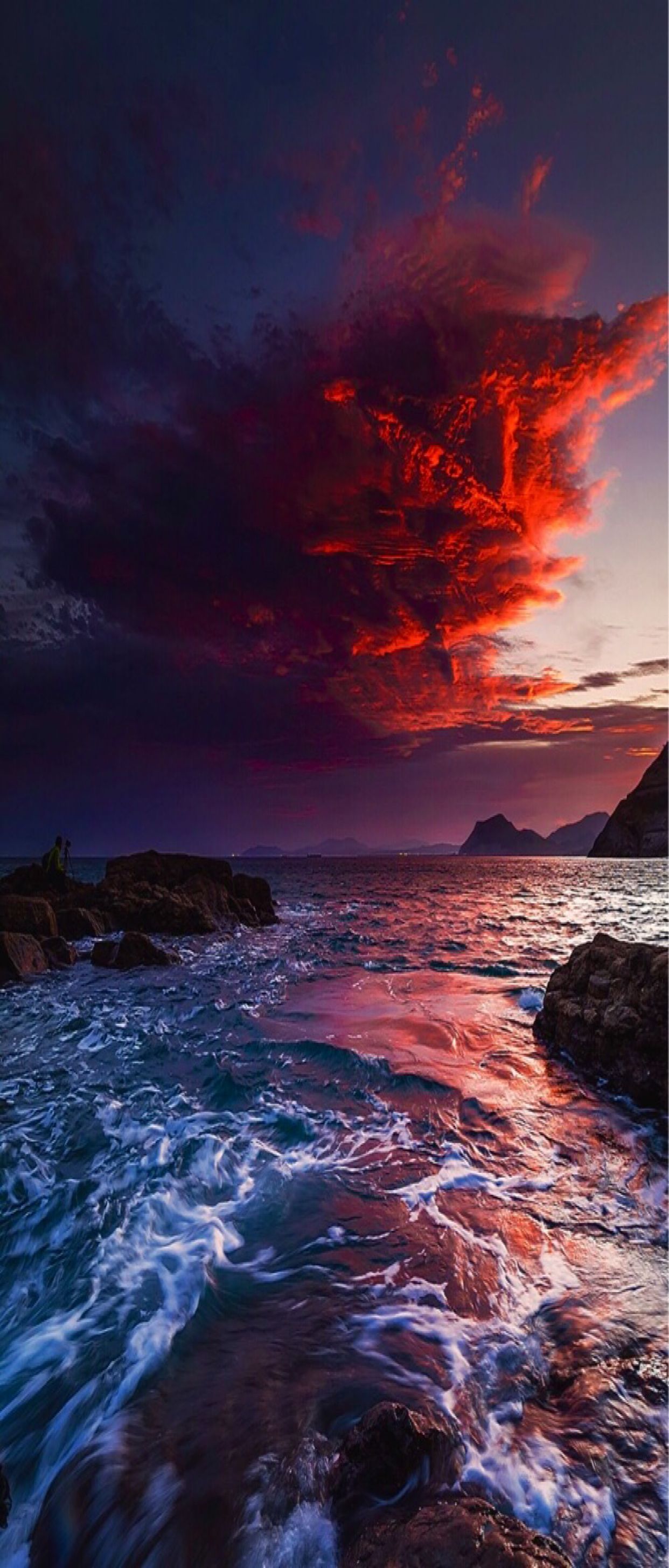 S8 Wallpaper Background Nature Sunset Red Ocean Sky