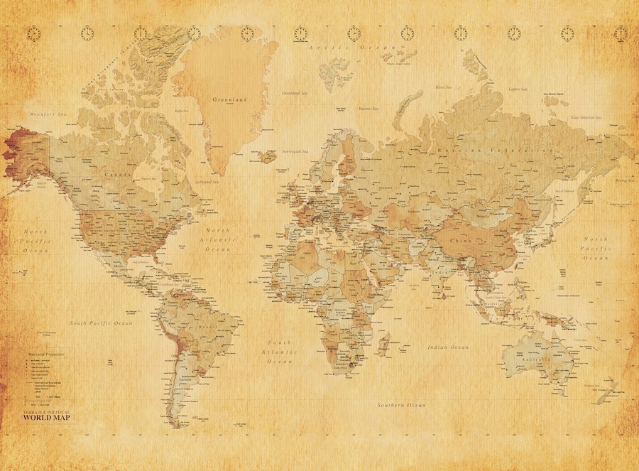 World Map Mural Wallpaper Design