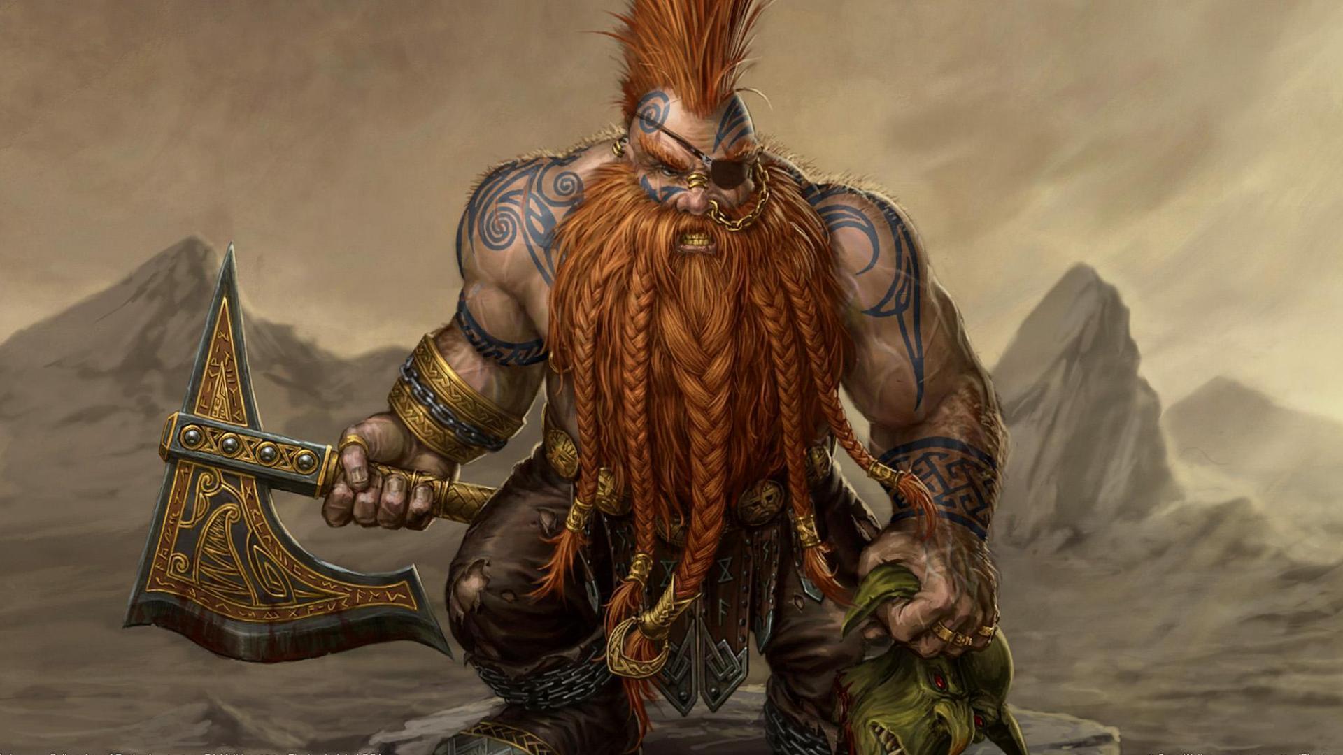 Dwarf Fb Axe Tattoo Slayer Slasher Fantasy Warrior Wallpaper