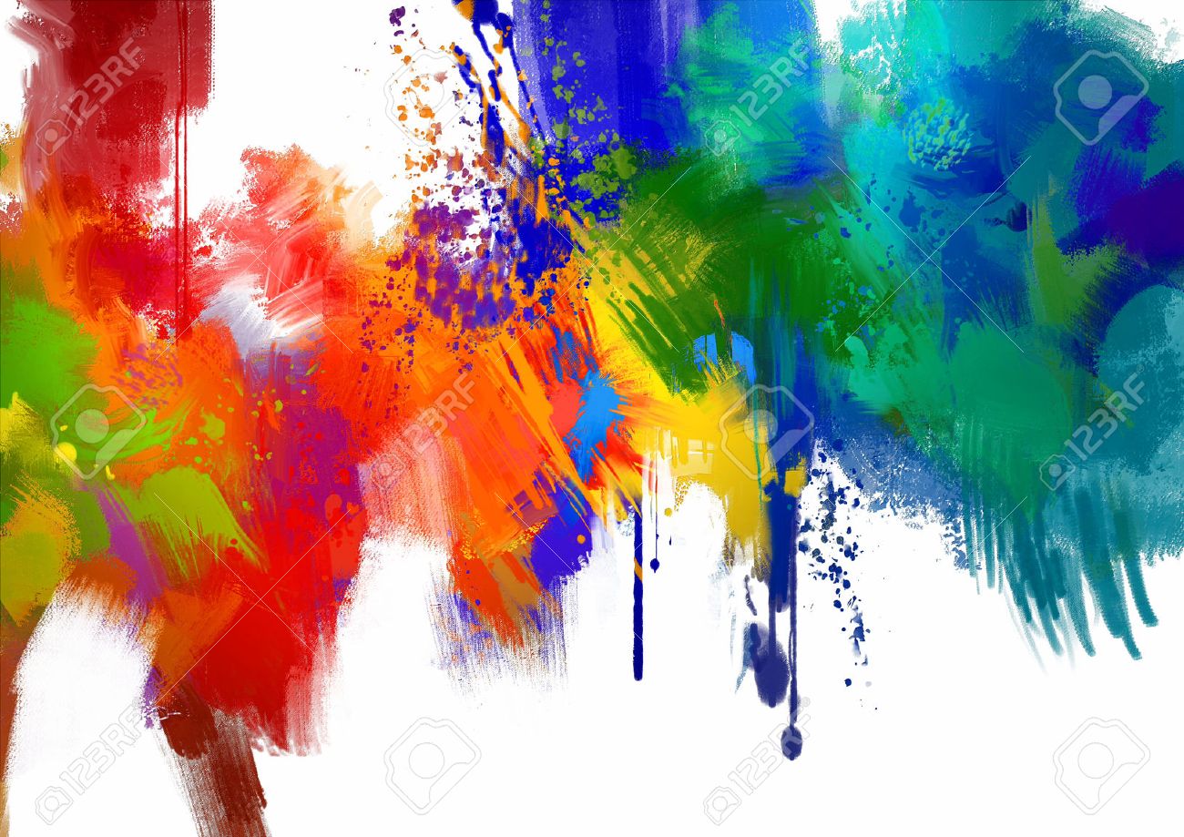 Abstract Colorful Paint Stroke On White Backgrounddigital