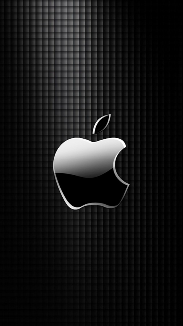 Sleek Apple Logo With Black Grid Background Wallpaper
