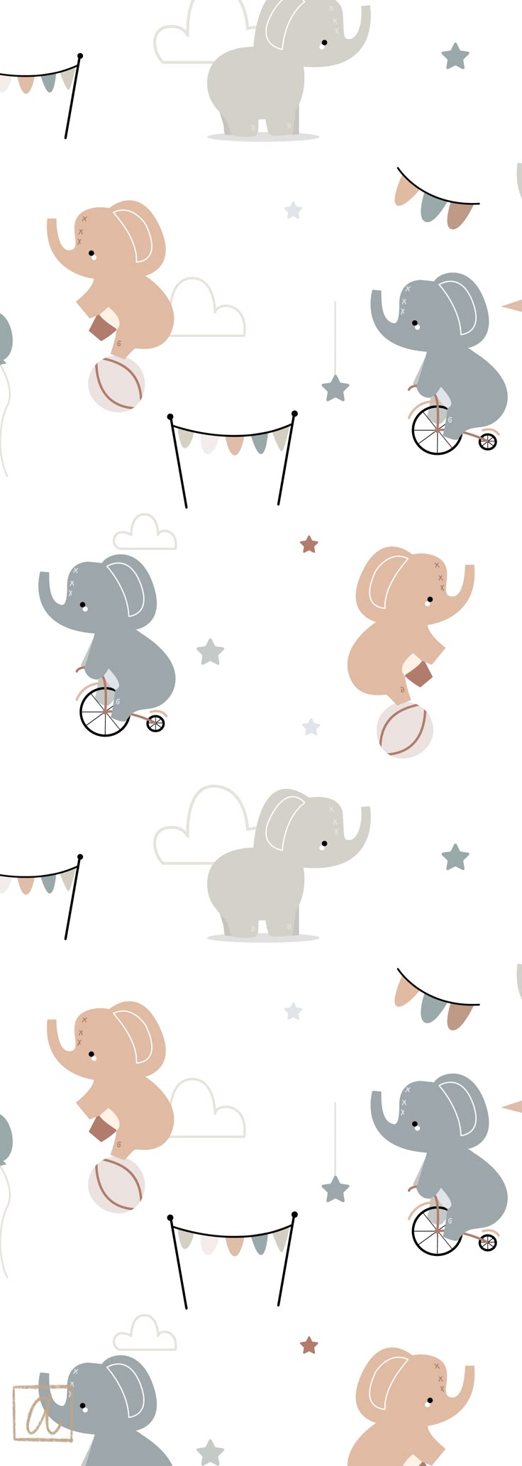 Circus Textile Design For Baby S Room Wallpaper