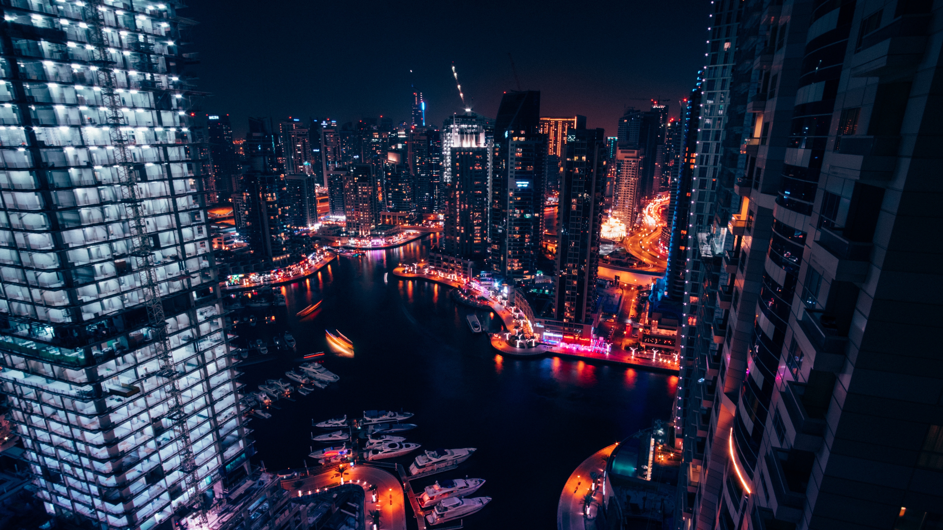 Skyscrapers In Night City 4k Wallpaper Image